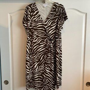 Charter Club Casual Animal Print Wrap Style Dress - Petite XL